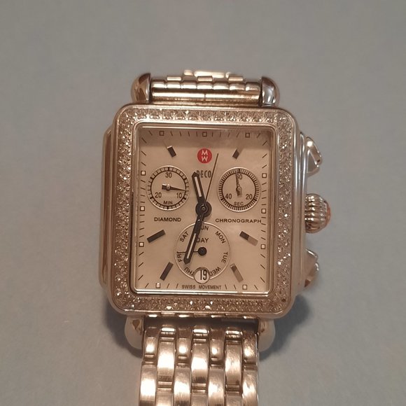 MICHELE Women's MW06P01A1026 Deco Diamond-Accented Stainless Steel Watch - Picture 3 of 6